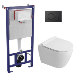 Pack WC bâti-support + WC sans bride Ceramia PixL avec abattant SoftClose + plaque noir (STCEPXWT01-FR)