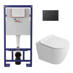 Pack WC bâti-support + WC sans bride Ceramia PixL avec abattant SoftClose + plaque noir (STCEPXWT01-FR)