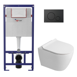 Pack WC bâti-support + WC sans bride Ceramia PixL avec abattant SoftClose + plaque noir (STCEPXWT01-FR)