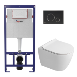 Pack WC bâti-support + WC sans bride Ceramia PixL avec abattant SoftClose + plaque noir (STCEPXWT01-FR)