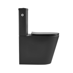 Brevis WC à poser complet sans bride en céramique avec abattant SoftClose, rinçage Vortex, noir mat (SATBRE031RTORVPBKM)