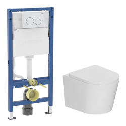 Geberit Duofix pack WC bâti-support + WC suspendu sans bride Ceramia avec abattant SoftClose + plaque (GEBCE14WT02-FR)