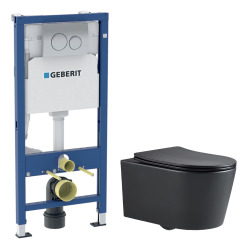 Duofix pack WC bâti-support + WC suspendu sans bride Swiss Aqua Technologies avec abattant SoftClose + plaque (GEBSTBRBMR01-FR)