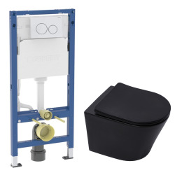 Duofix pack WC bâti-support + WC suspendu sans bride Swiss Aqua Technologies avec abattant SoftClose + plaque (GEBSTINBMR01-FR)