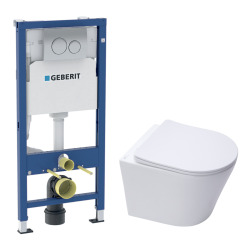 Solido pack WC kit bâti-support 4 en 1 + WC suspendu sans bride Ceramia avec abattant SoftClose + plaque (GRRCEPXWT14-FR)