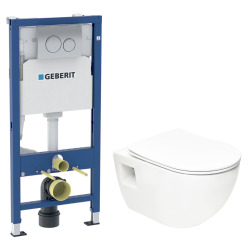 Solido pack WC kit bâti-support 4 en 1 + WC suspendu sans bride Ceramia avec abattant SoftClose + plaque (GRRCEPXWT14-FR)