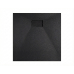  Essential 90x90 cm receveur de douche carré à poser SMC avec surface effet pierre, noir (CERAES9090B)