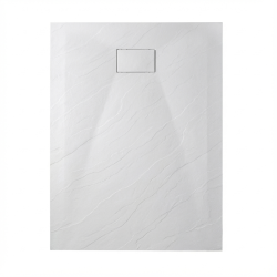 PixL 140x80 cm receveur de douche rectangulaire à poser BMC avec surface effet pierre, blanc (CERAPX14080W)