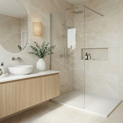 PixL 140x90 cm receveur de douche rectangulaire à poser BMC avec surface effet pierre, blanc (CERAPX14090W)