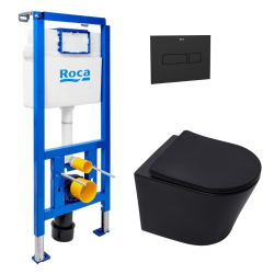 Pack WC bâti-support + WC suspendu sans bride Swiss Aqua Technologies avec abattant SoftClose + plaque (ROSTBRWR01-FR)