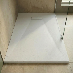 Ceramia Essential 120x80 cm receveur de douche rectangulaire à poser SMC avec surface effet pierre, blanc (CERAES12080W)