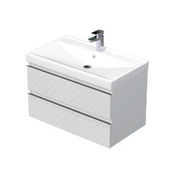 Cube Way 80x47,5x46 cm meuble de salle de bain suspendu avec lavabo et plaque de recouvrement, blanc mat (CUBE3D46802ZBVER)