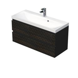 Swiss Aqua Technologies Cube Way 100x47,5x40 cm meuble de salle de bain suspendu 2 tiroirs avec lavabo en marbre coulé, marron mat (CUBE3D1002ZH)