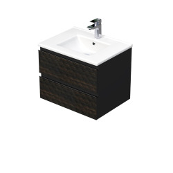Cube Way 100x47,5x40 cm meuble de salle de bain suspendu 2 tiroirs avec lavabo en marbre coulé, marron mat (CUBE3D1002ZH)