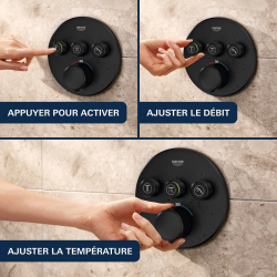 Precision SmartControl set de douche encastré 2 jets avec mitigeur thermostatique, tête ronde Ø 31 cm, noir mat (348742430)