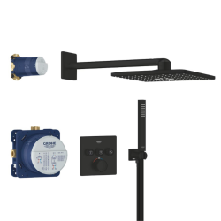 Precision SmartControl set de douche encastré 2 jets avec mitigeur thermostatique, tête carrée 31x31 cm, noir mat (348752430)