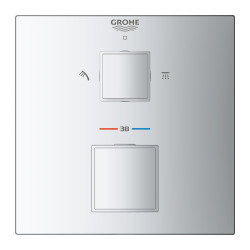 Grohtherm Cube mitigeur thermostatique 2 sorties avec inverseur douche de tête / douchette, chrome (24154000)