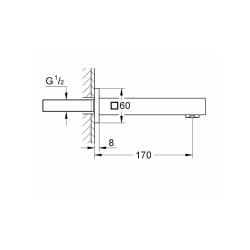 Eurocube bec de baignoire mural, hard graphite brossé (13303AL0)
