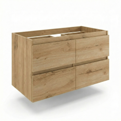 B-Way 119x50x45 cm meuble de salle de bain suspendu, 4 tiroirs, chêne mat (BWAY2120OAK)