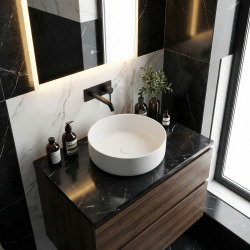 Swiss Aqua Technologies Vasque à poser Infinitio 39 x 39 x 12 cm sans trop-plein, blanc mat (SATINF3939M)