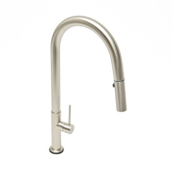 Swiss Aqua Technologies Mitigeur monocommande avec douchette extractible et bras pivotant, 2 jets, Aspect acier inox