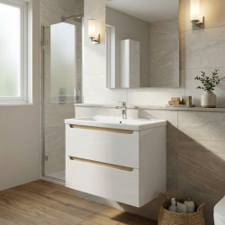 Naturel Meuble de salle de bain avec lavabo 80x60x45 cm blanc Stilla (STILLAD08057U3)
