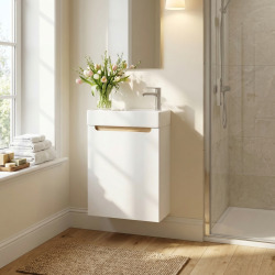 Naturel Meuble salle de bain suspendu 39 x 60 x 22 cm – lavabo 40 cm – céramique – blanc – STILLA (STILLAD04008U)