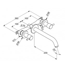  Bozz Mélangeur de lavabo mural DN 15 fourni avec corp d'encastrement (381460576)
